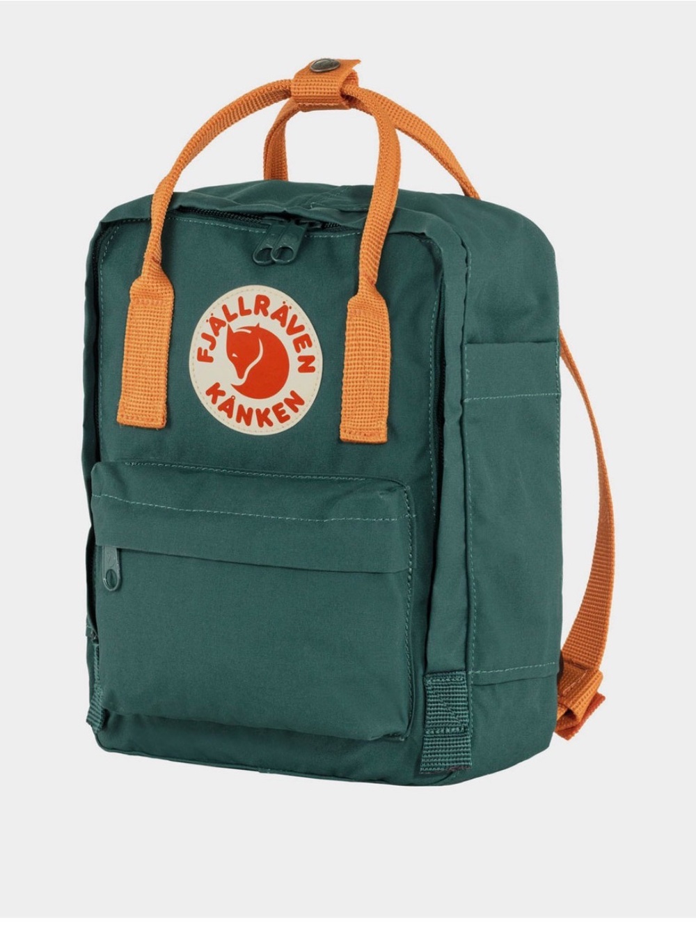 Fjallraven Kanken Backpack in Teal with Orange Handles